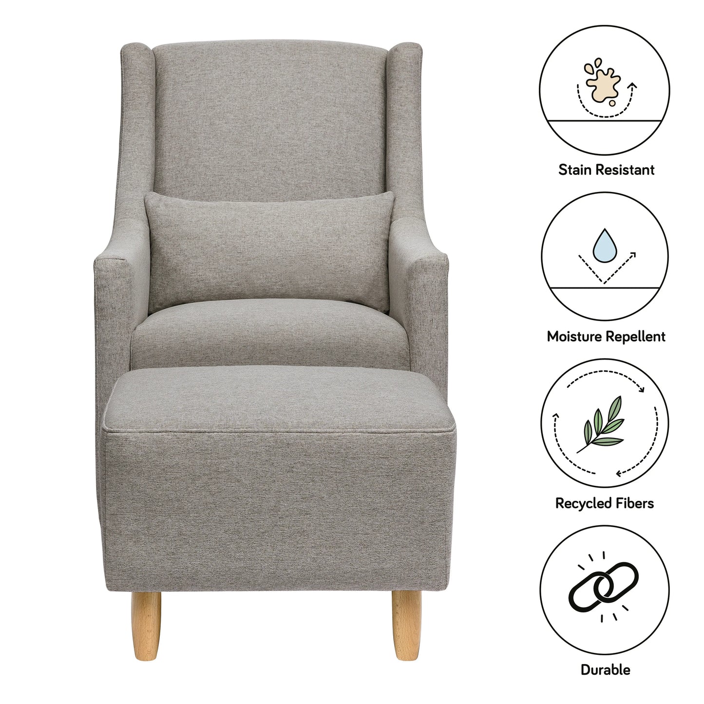 Babyletto Toco Swivel Glider and Ottoman in Eco-Performance Fabric