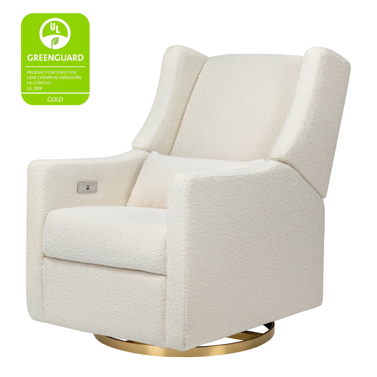 Sillón reclinable electrónico y deslizador giratorio Babyletto Kiwi en Boucle con puerto USB