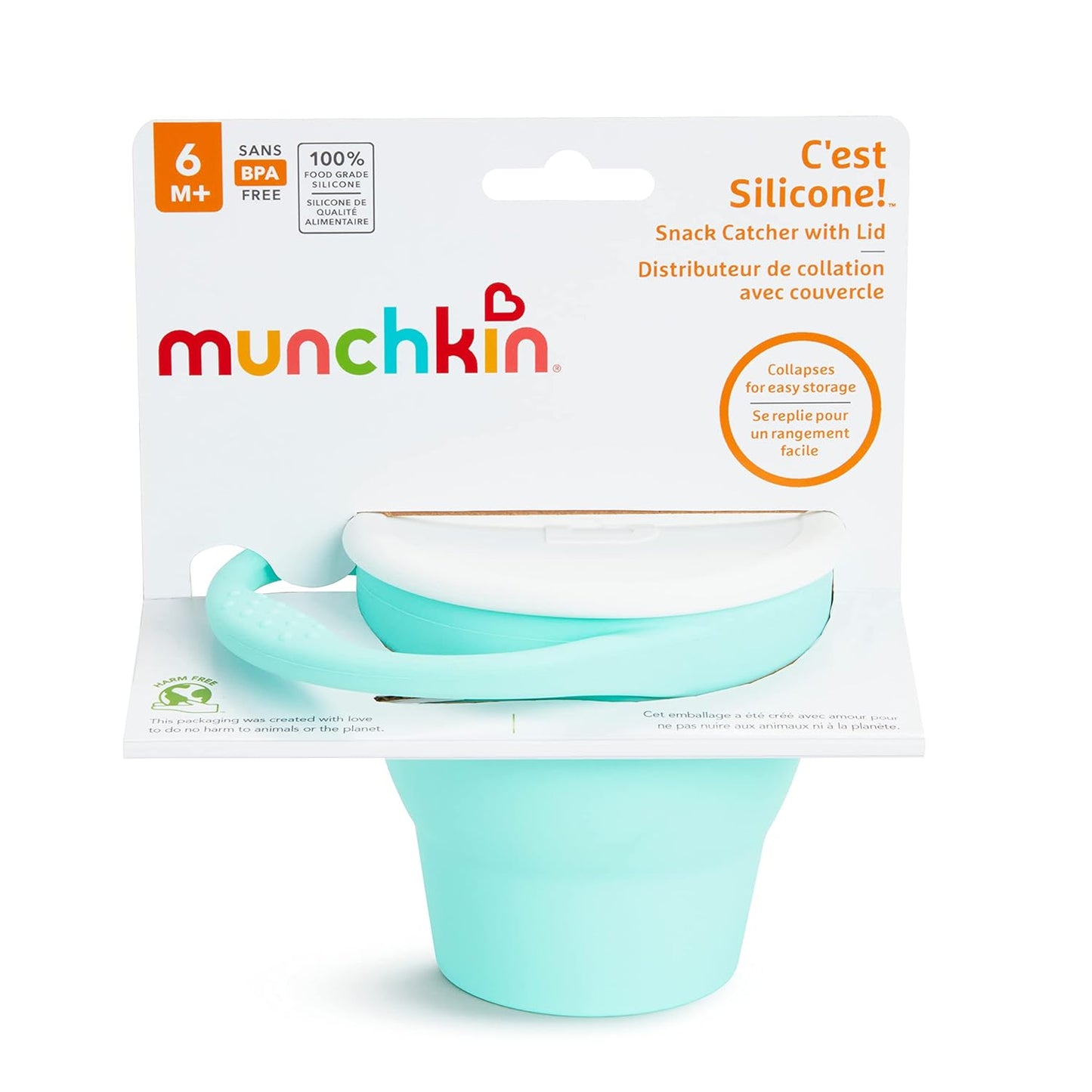 Munchkin® C'est Silicona! Vaso plegable Snack Catcher® para niños pequeños con tapa