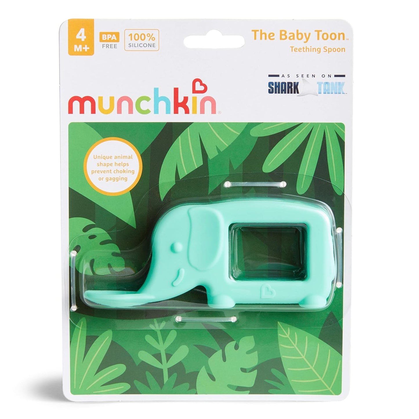 Munchkin® The Baby Toon™ Cuchara Mordedor de Silicona, Elefante - Menta 