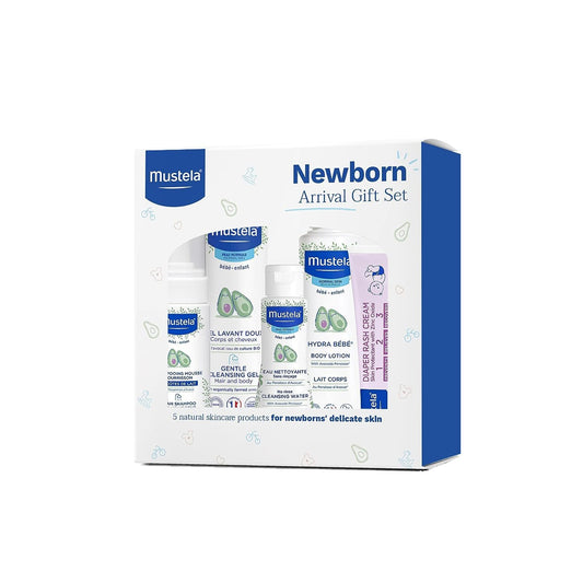 Mustela Set de regalo para recién nacidos: productos básicos para el cuidado de la piel y el baño del bebé, 5 piezas