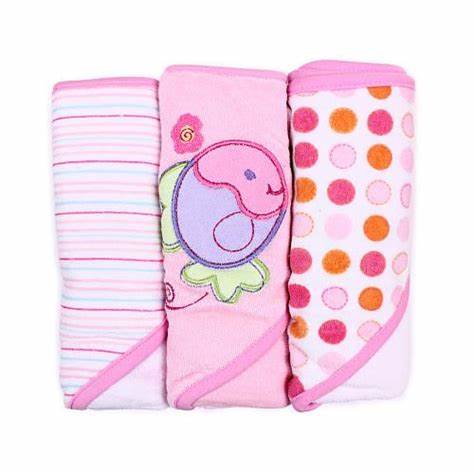 Spasilk Hooded Towels 3PK - Pink Fish