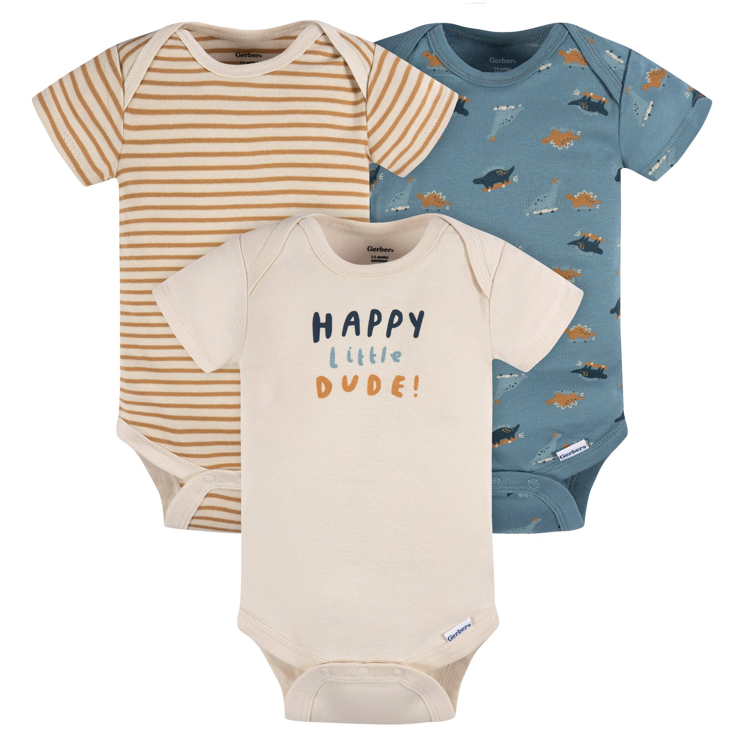 Gerber Happy Little Dude 3 Pack Onesies-Boy