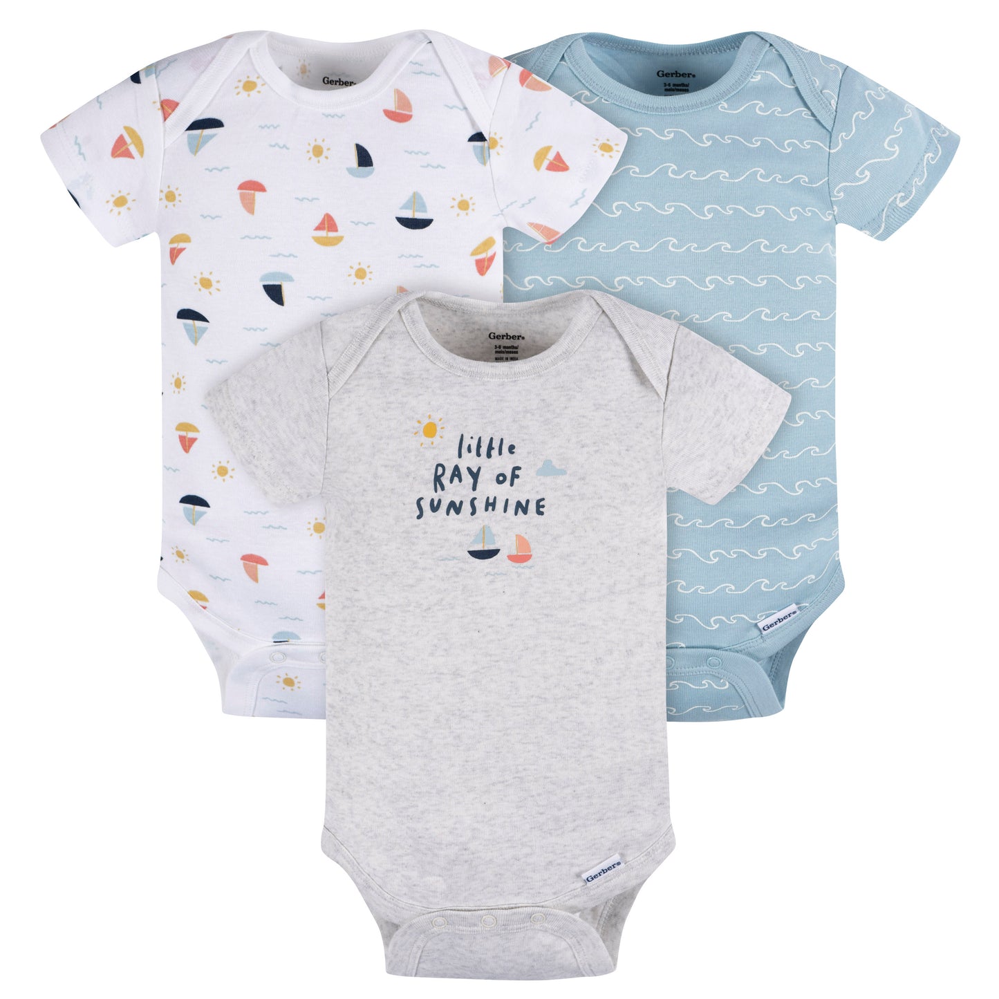 Gerber Little Ray Of Sunshine 3 Pack Onesies-Boy