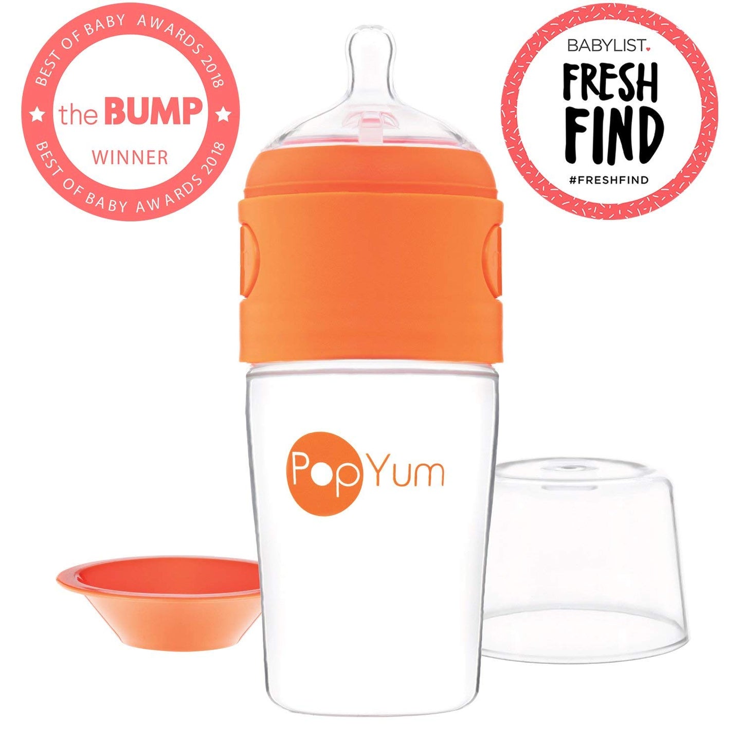 PopYum 9oz Orange Anti-Colic Baby Bottle