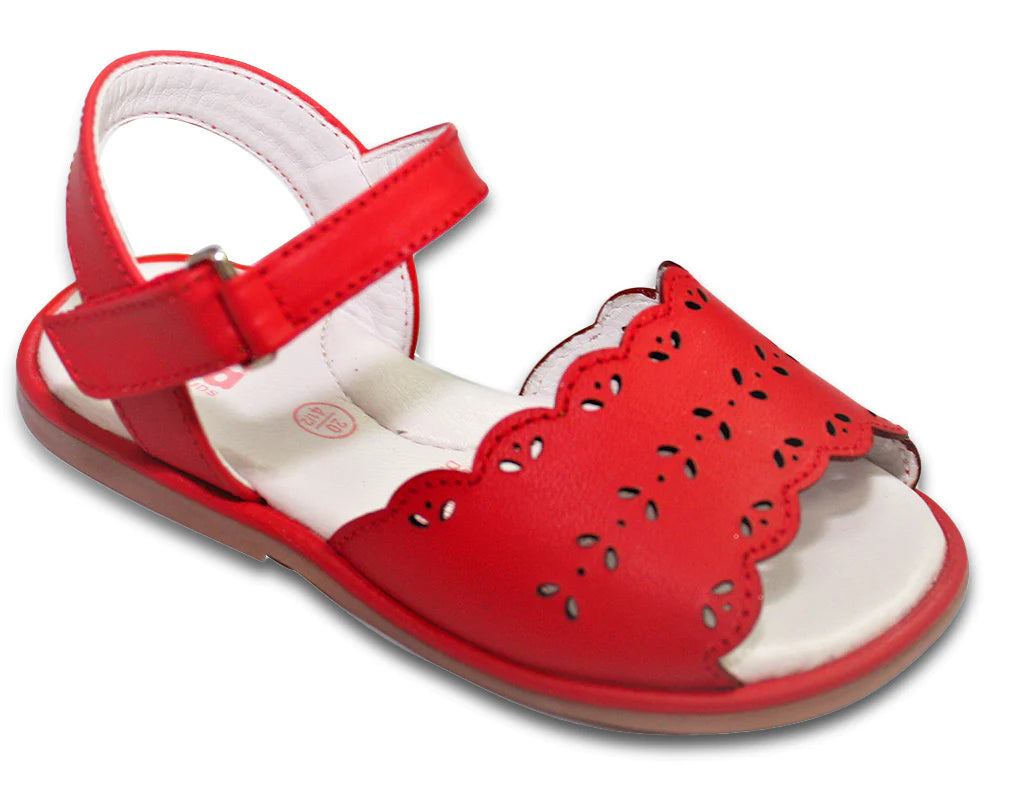 Karela Lace Leaf Sandals, Red