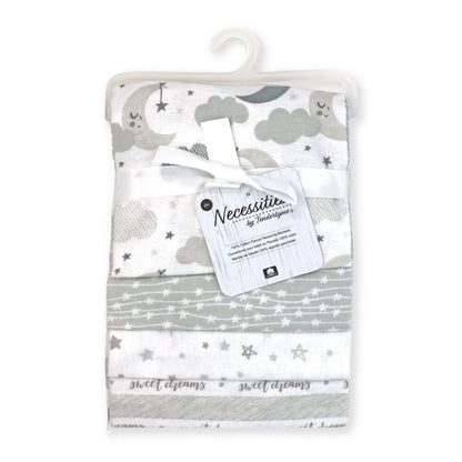 Rose Textiles 4-Pack Receiving Blanket – Grey Sweet Dreams