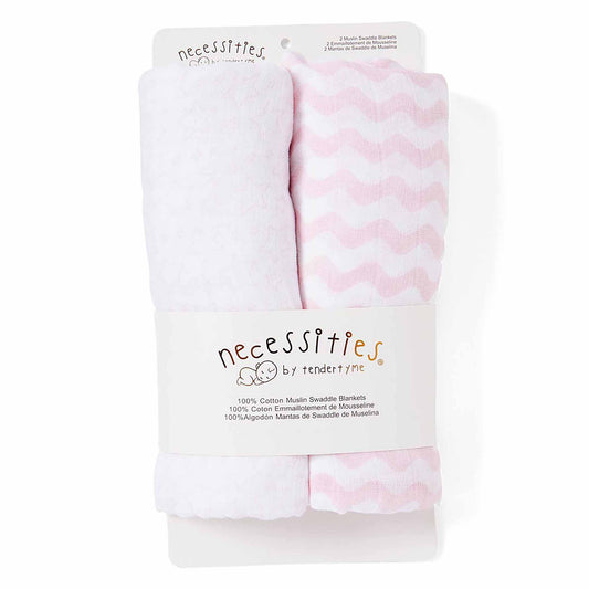 Paquete de 2 mantas envolventes de muselina Rose Textiles - Estrella rosa