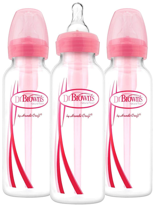 Dr. Brown's PP Options biberones estrechos de 8 oz, paquete de 3, color rosa