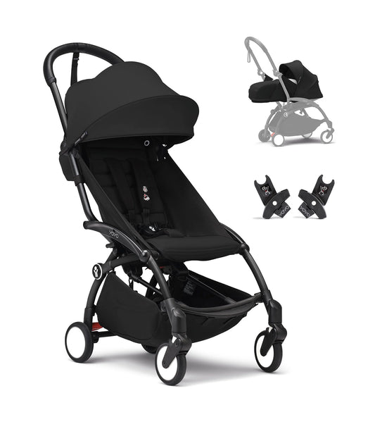 Stokke YOYO Stroller Bundle w Newborn & Car Seat Adapter-Black