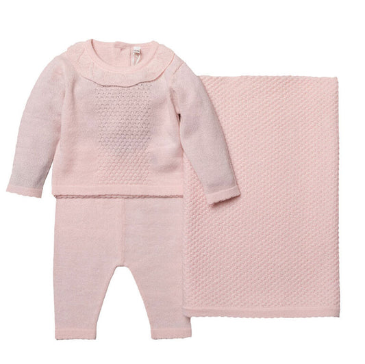 Rock A Bye Baby 3-Pieces Knitted Sweater Set, Pink