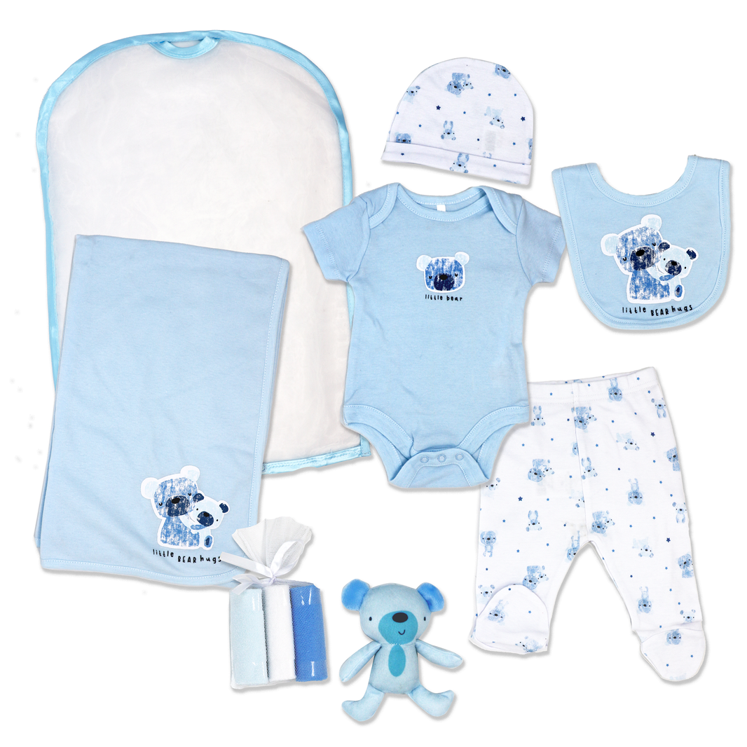 Baby Club Chic Blue Floral Bows Take Me Home Set w/ Hat main image 1