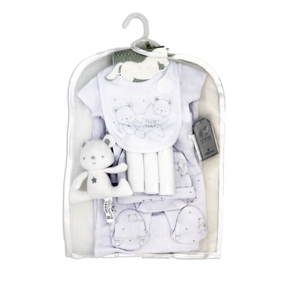 Rose Textiles Neutral Teddy Bear 10-Piece Take Me Home Mesh Bag Set