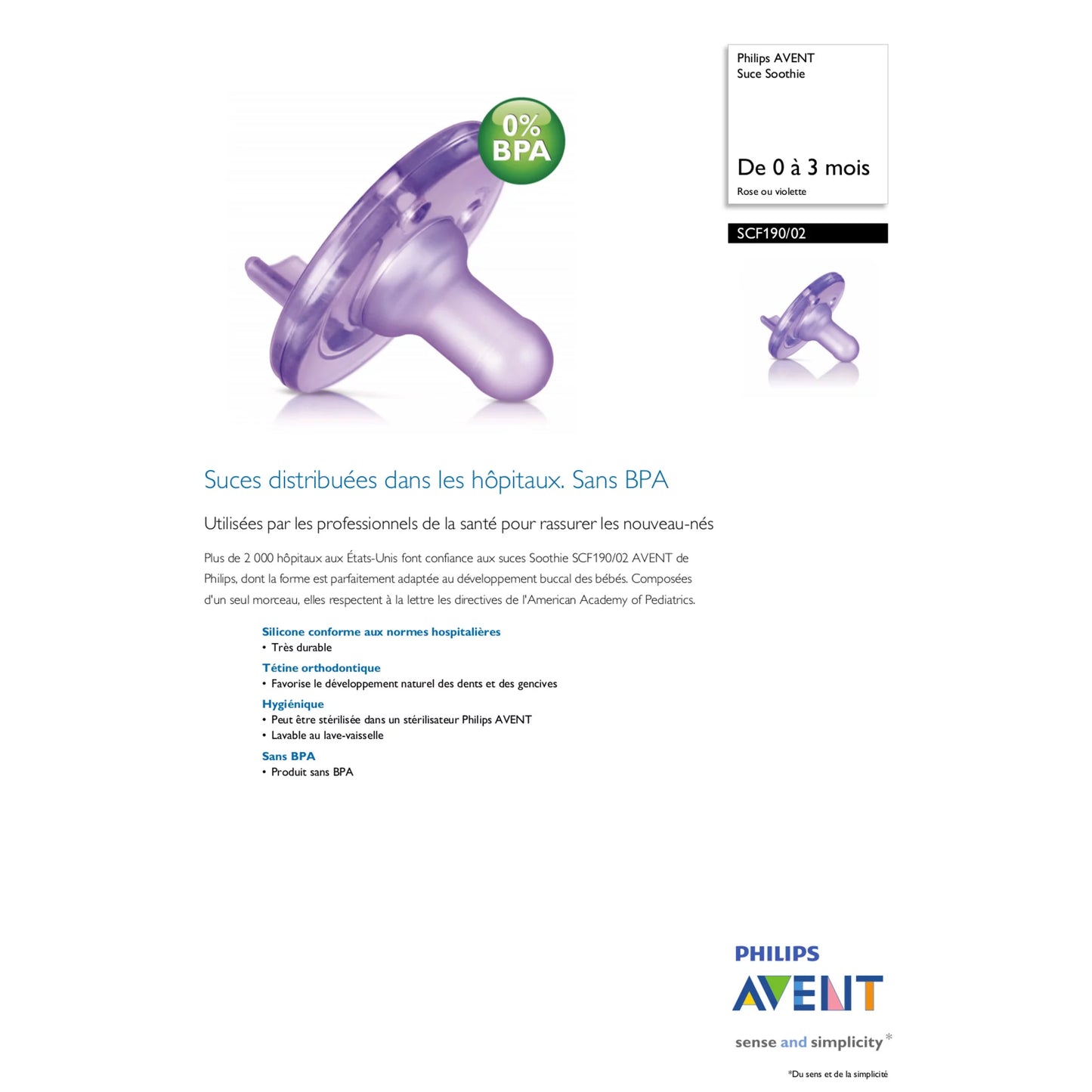 Avent Soothie Pacifier 0-3M, 2 Pack - Pink & Purple