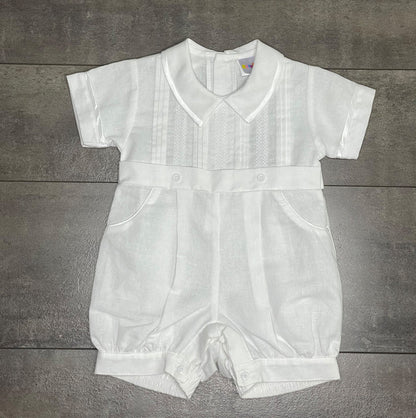 Karela Linen Bubble Romper, White