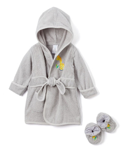 Spasilk Bathrobe With Booties - Grey Giraffe