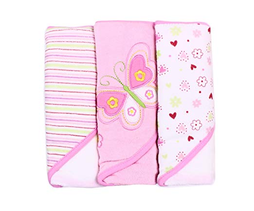 Spasilk Hooded Towels 3PK - Pink Butterfly