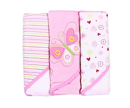 Spasilk Hooded Towels 3PK - Pink Butterfly