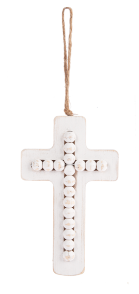 Ganz Whitewash Beaded Cross