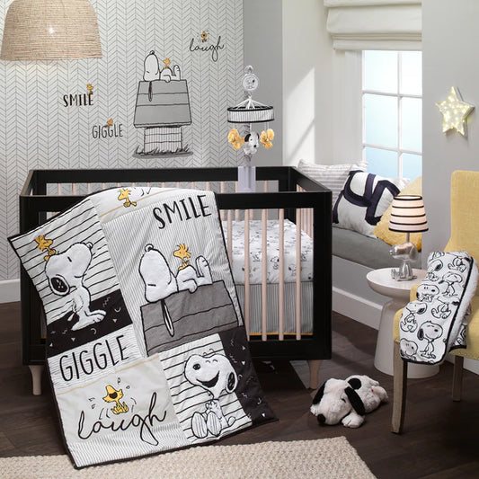 Conjunto de cama de berço de 3 peças Lambs &amp; Ivy Classic Snoopy