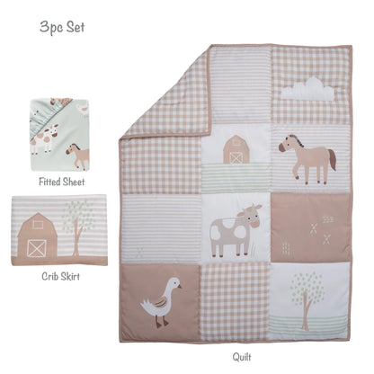 Bedtime  Farmyard Friends 3-Pieces Bedding Set