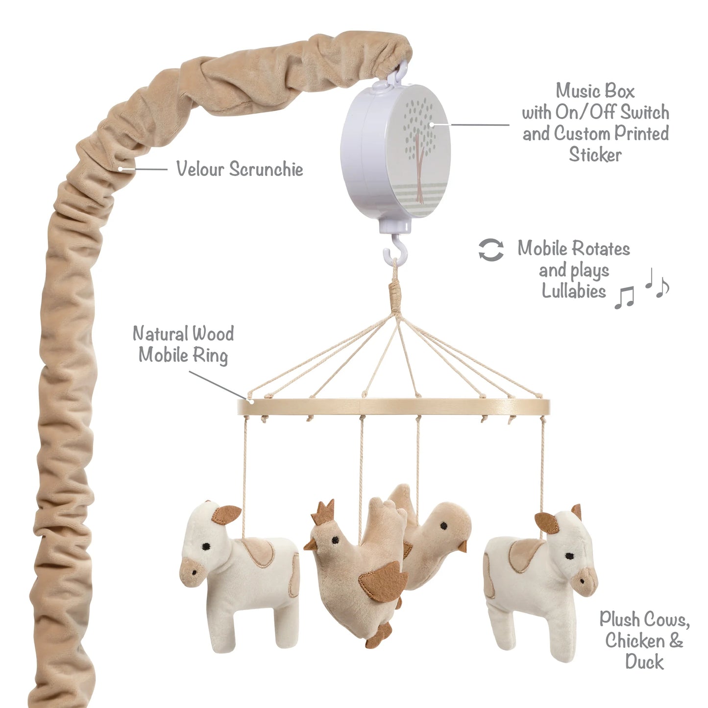 Bedtime Farmyard Friends Musical Mobile