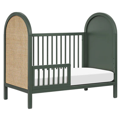 Babyletto Bondi Cane 3-in-1 Convertible Crib w/ Toddler Bed Kit in Forest Green w/ Natural Cane