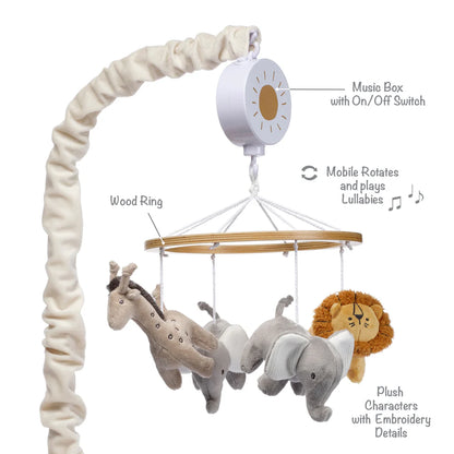 Lambs & Ivy Jungle Adventure Elephant/Lion Musical Baby Crib Mobile