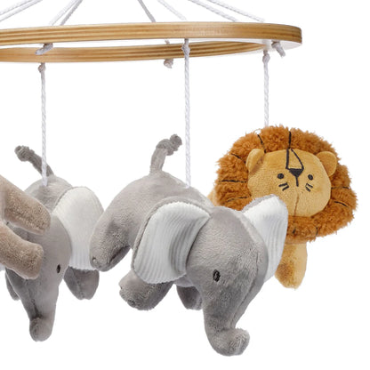 Lambs & Ivy Jungle Adventure Elephant/Lion Musical Baby Crib Mobile