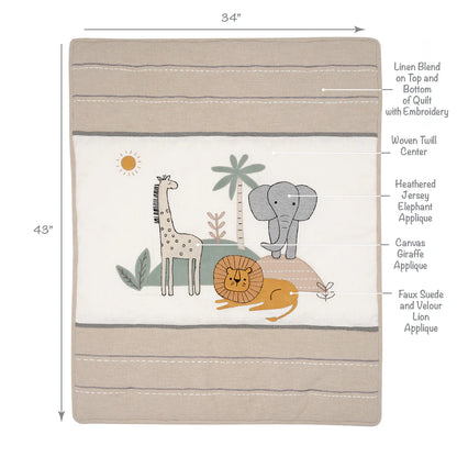 Lambs & Ivy Jungle Adventure Linen/Cotton 3-Piece Crib Bedding Set