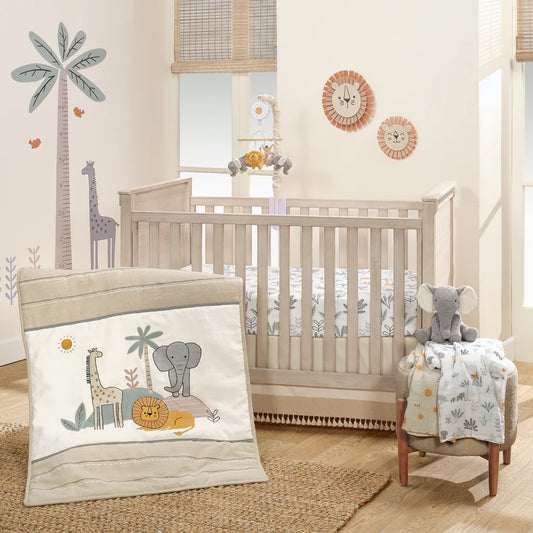 Lambs & Ivy Jungle Adventure Linen/Cotton 3-Piece Crib Bedding Set