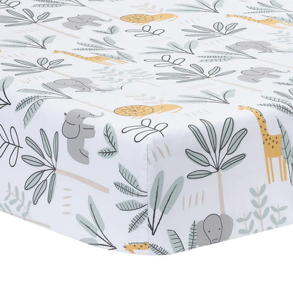 Lambs & Ivy Jungle Adventure Linen/Cotton 3-Piece Crib Bedding Set