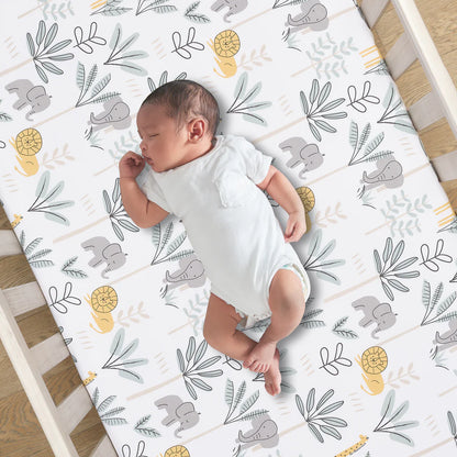 Lambs & Ivy Jungle Adventure Linen/Cotton 3-Piece Crib Bedding Set