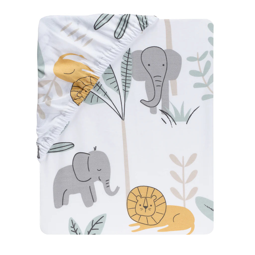 Lambs & Ivy Jungle Adventure Linen/Cotton 3-Piece Crib Bedding Set