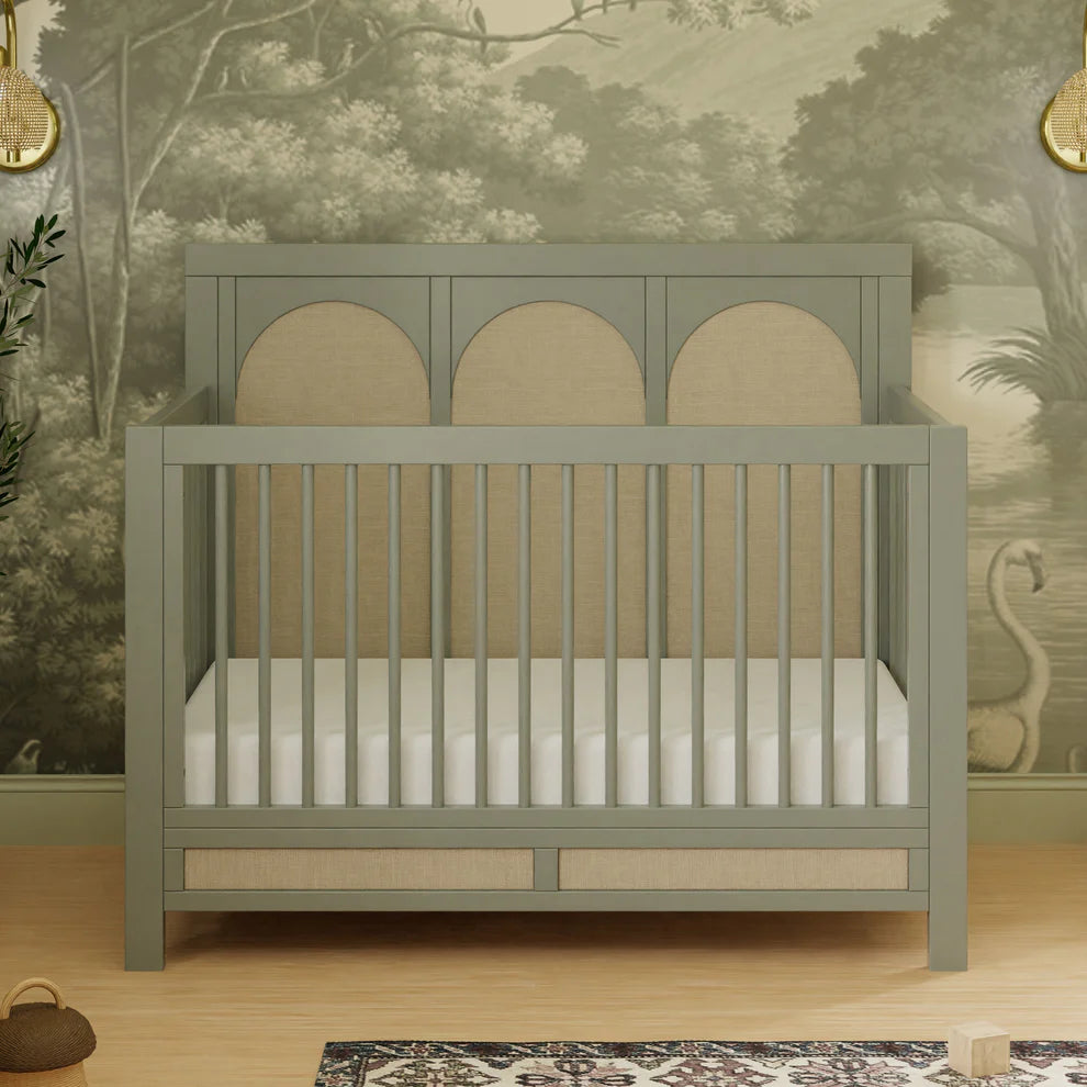 Namesake Eloise 4-in-1 Convertible Crib in French Sage and Performance Sand Eco-Weave