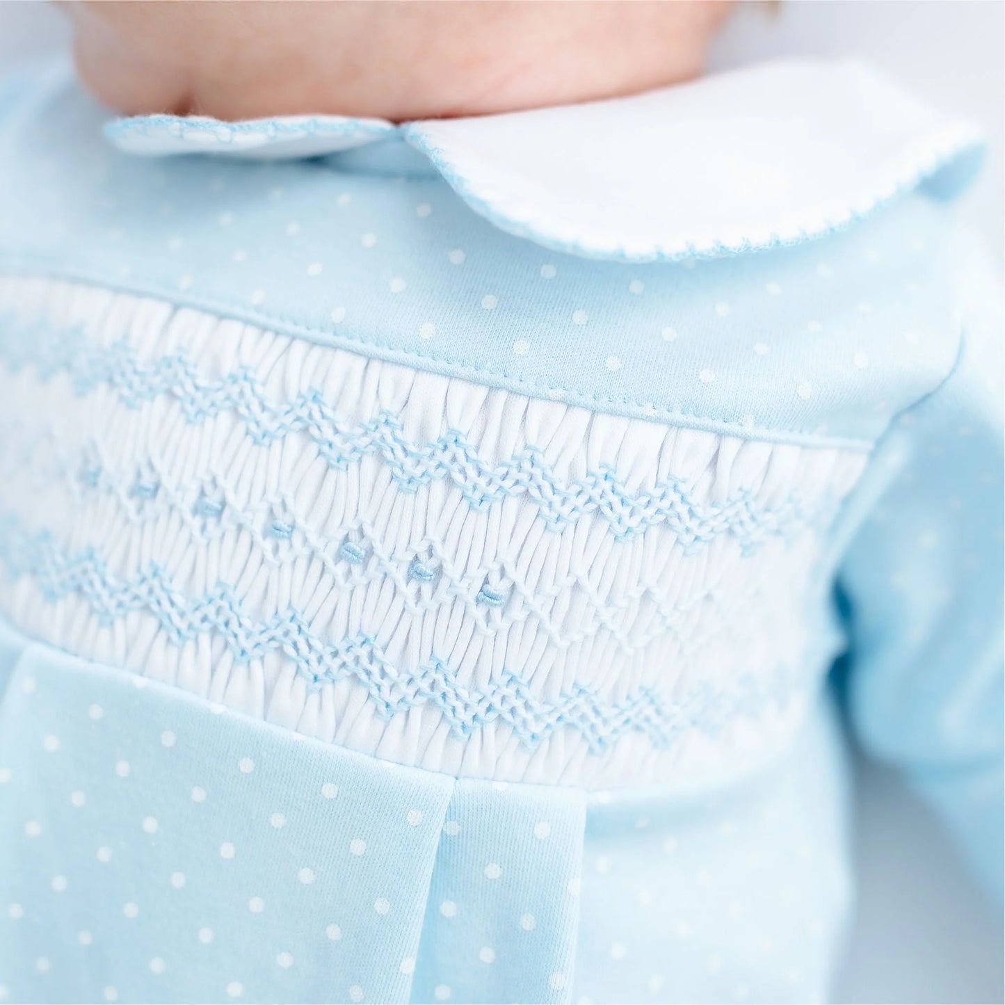 Magnolia Luca's Classics Smocked Footie - Light Blue