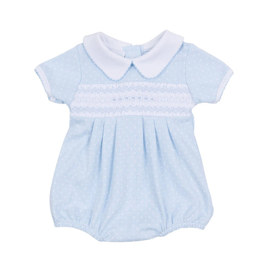 Magnolia Luca's Classics Smocked Short Sleeve Bubble - Light Blue