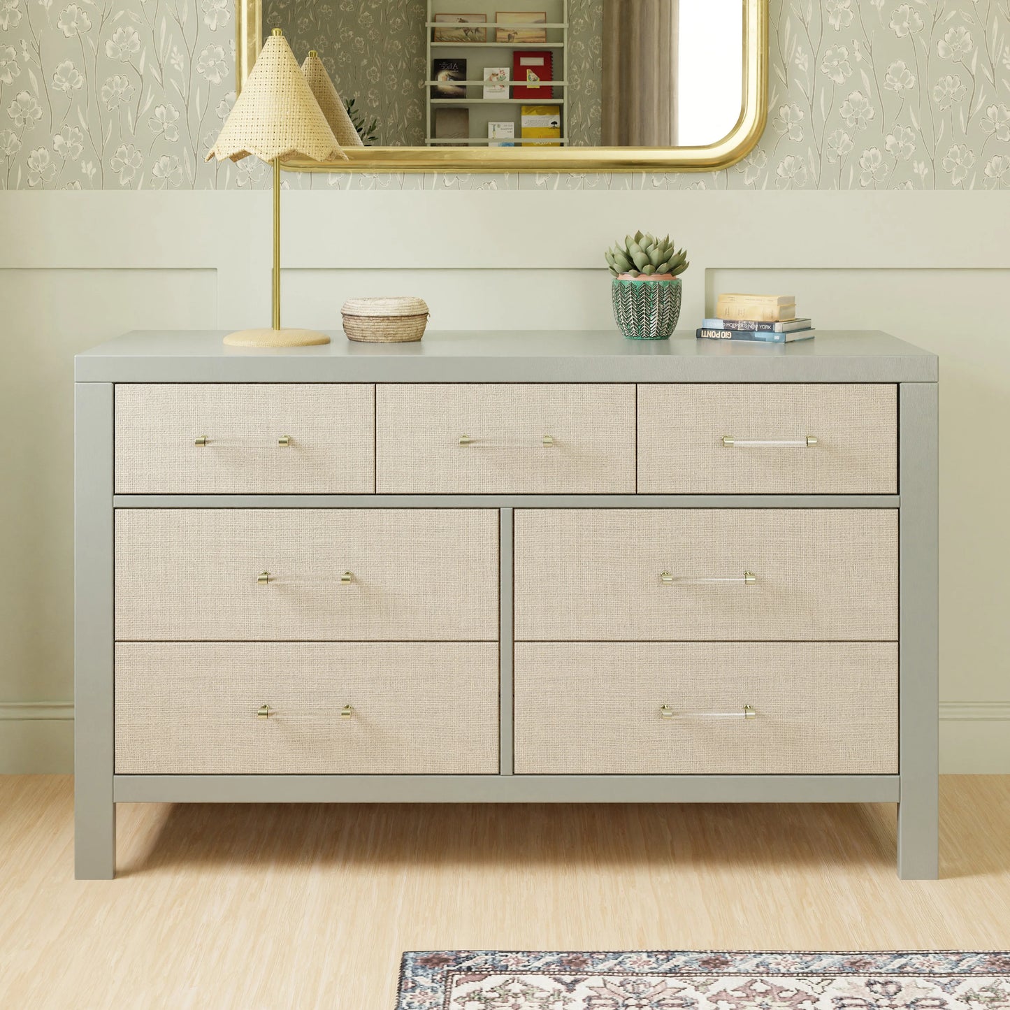 Namesake Eloise 7-Drawer Assembled Dresser in French Sage and Performance Sand Eco-Weave