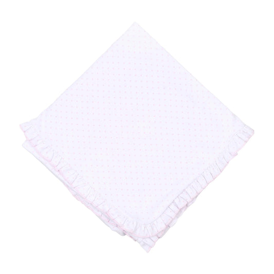Magnolia Mini Dots Ruffle Receiving Blanket - Pink