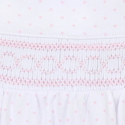 Magnolia Mini Dots Pink Smocked Gathered Gown