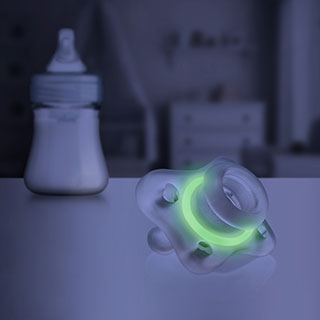 Chicco PhysioForma Glow in the Dark Mini Orthodontic Pacifier 0-6 Months, 2 Pack-Clear