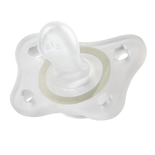 Chicco PhysioForma Glow in the Dark Mini Orthodontic Pacifier 0-6 Months, 2 Pack-Clear