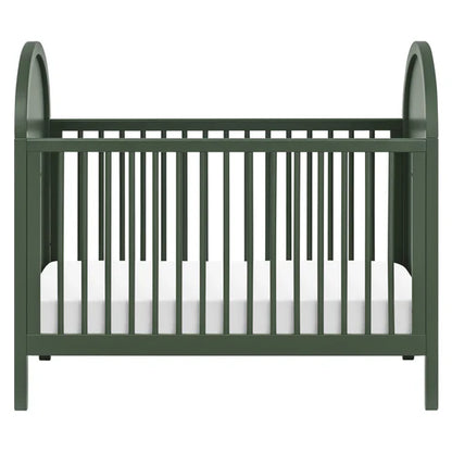 Babyletto Bondi Cane 3-in-1 Convertible Crib w/ Toddler Bed Kit in Forest Green w/ Natural Cane