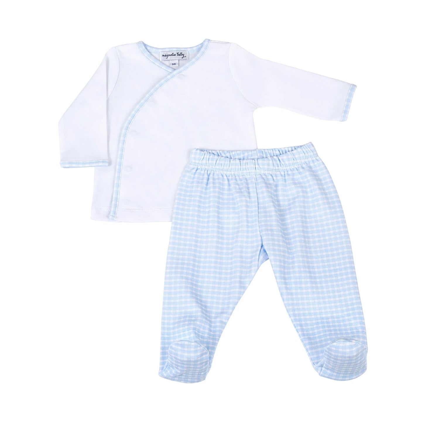 Magnolia New Beginnings Kimono Footed Pant Set Blue-White