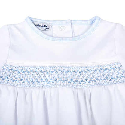Magnolia New Beginnings Smocked Footie  White-Blue