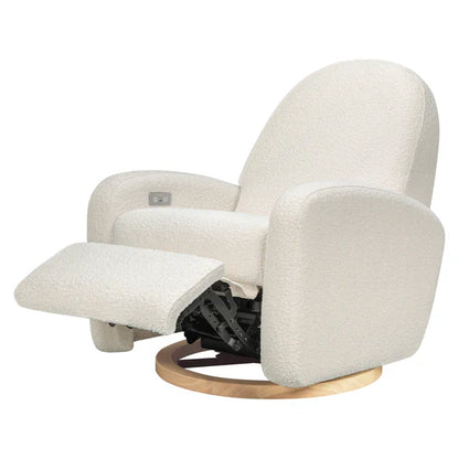 Babyletto Nami Glider Recliner w/ Electronic Control and USB in Ivory Boucle w/Light Wood Base