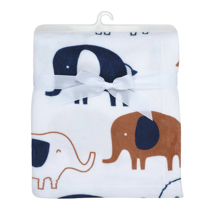 Lambs & Ivy Playful Elephant Baby Fleece Blanket