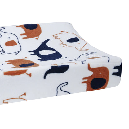 Playful Elephant White/Blue Baby/Infant Changing Pad Cover