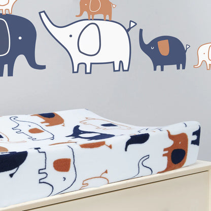 Playful Elephant White/Blue Baby/Infant Changing Pad Cover