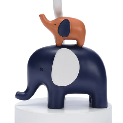 Playful Elephant Blue/White Nursery Lamp with Shade and Light Bulb